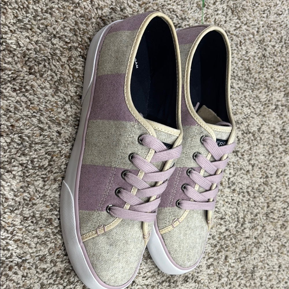 Sperry Women's Lilac Pier View Striped Shoes  Sz 8.5